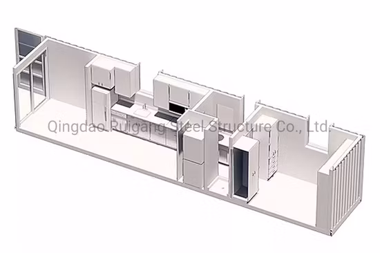 Недорогой простой сборный контейнерный дом с 2 спальнями для проживания в плоской упаковке